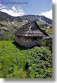 europe, huts, lakes, landscapes, mountains, poland, vertical, photograph