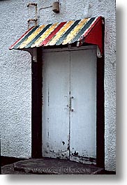 awnings, doors, england, europe, scotland, striped, united kingdom, vertical, photograph