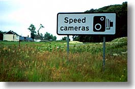 cameras, england, europe, horizontal, scotland, signs, speed, speedcam, united kingdom, photograph