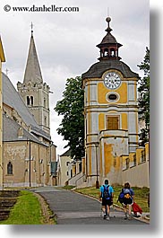 churches, europe, hikers, hiking, slovakia, vertical, photograph