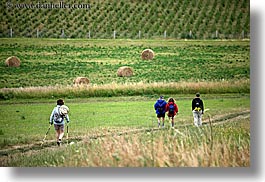 bales, europe, hay, hikers, hiking, horizontal, slovakia, photograph