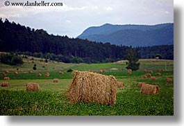 bales, colors, europe, green, hay, horizontal, landscapes, slovakia, photograph