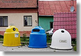colorful, europe, horizontal, recepticles, recycling, slovakia, photograph