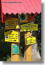 directional, europe, hiking, signs, slovakia, vertical, photograph