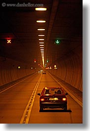 abstracts, cars, europe, light streaks, lights, slovakia, streets, transportation, tunnel, vertical, photograph