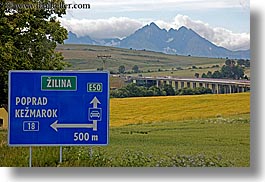 blues, colors, europe, highways, horizontal, signs, slovakia, zilina, photograph