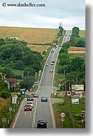 cars, colors, europe, fields, green, highways, roads, slovakia, streets, traffic, transportation, vertical, photograph