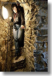 europe, materials, narrow, slovakia, spis castle, staircase, stones, vertical, womens, photograph