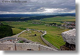 clouds, europe, horizontal, nature, onto, overlook, sky, slovakia, spis castle, towns, photograph