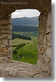 europe, materials, slovakia, spis castle, stones, towns, vertical, viewing, windows, photograph