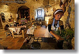 cooking, europe, horizontal, kitchen, materials, medieval, people, slovakia, spis castle, stones, womens, photograph