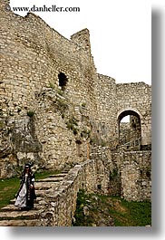 down, europe, materials, slovakia, spis castle, stairs, stones, vertical, walking, womens, photograph
