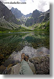 europe, feet, lakes, mountains, slovakia, vertical, water, photograph