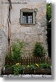 bohinj, europe, flowers, gardens, slovenia, vertical, windows, photograph