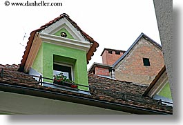 europe, flowers, green, horizontal, ljubljana, roofs, slovenia, windows, photograph