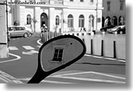 black and white, europe, horizontal, mirrors, pirano, reflections, slovenia, windows, photograph