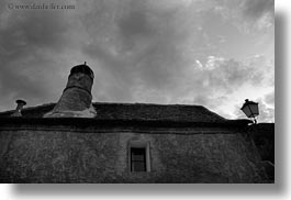 black and white, chimney, clouds, echo, europe, horizontal, spain, photograph