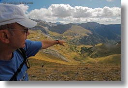 europe, horizontal, joserra, landscapes, mt bisaurin, people, pointing, spain, tour guides, photograph