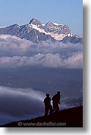 europe, hikers, silhouettes, switzerland, vertical, photograph