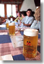 beers, europe, gasterntal valley, kandersteg, switzerland, tables, vertical, photograph
