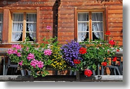 europe, flowers, gasterntal valley, horizontal, kandersteg, switzerland, windows, photograph