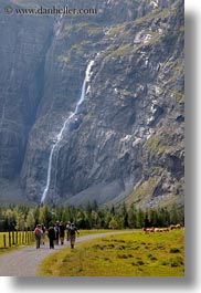 europe, gasterntal valley, hikers, kandersteg, switzerland, vertical, waterfalls, photograph