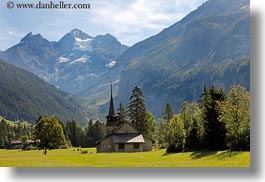 churches, clouds, europe, horizontal, kandersteg, mountains, nature, scenics, sky, snowcaps, switzerland, photograph