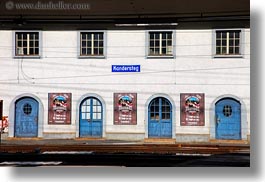 doors, europe, horizontal, kandersteg, scenics, stations, switzerland, trains, photograph