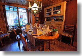 dining, europe, horizontal, kandersteg, switzerland, tables, wald hotel doldenhorn, photograph