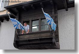 cooks, europe, flags, horizontal, lucerne, people, switzerland, windows, photograph