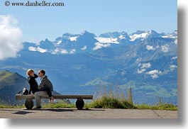 clouds, content, couples, emotions, europe, happy, horizontal, lovers, lucerne, men, mountains, nature, people, romantic, sky, snowcaps, switzerland, womens, photograph