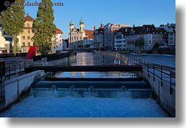 churches, europe, horizontal, lucerne, rivers, switzerland, towns, photograph