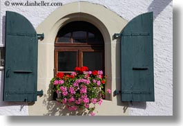 europe, flowers, horizontal, montreaux, switzerland, windows, photograph