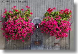 europe, flowers, fountains, horizontal, montreaux, switzerland, photograph