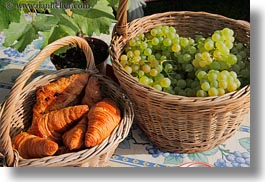 baskets, croissants, europe, grapes, horizontal, montreaux, switzerland, white, photograph