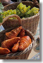 baskets, croissants, europe, grapes, montreaux, switzerland, vertical, white, photograph