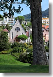 churches, europe, montreaux, switzerland, trees, vertical, photograph
