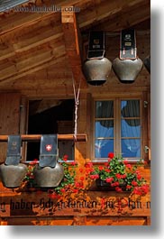 bells, cows, europe, houses, murren, switzerland, vertical, photograph