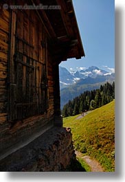 barn, europe, mountains, murren, scenics, switzerland, vertical, photograph