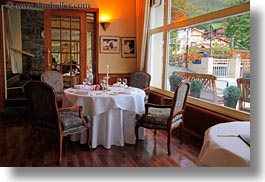 dining, europe, horizontal, meyers hotel, switzerland, tables, wengen, photograph