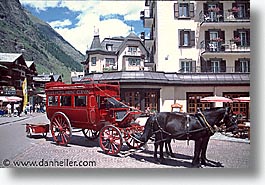carriage, europe, horizontal, horses, switzerland, zermatt, photograph