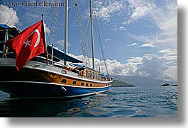 boats, cevri hasan, europe, flags, gulet, horizontal, schooner, sunny, turkeys, photograph