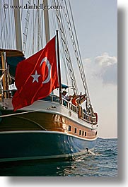 boats, cevri hasan, europe, flags, gulet, people, schooner, turkeys, vertical, photograph