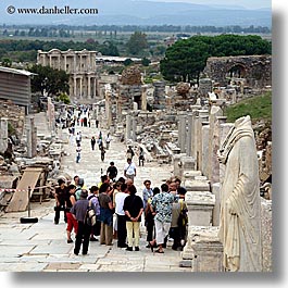 architectural ruins, curetes, ephesus, europe, people, square format, streets, turkeys, photograph