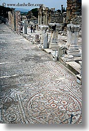 architectural ruins, curetes, ephesus, europe, mosaics, streets, turkeys, vertical, photograph