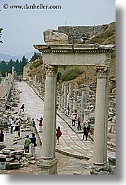architectural ruins, ephesus, europe, marble, streets, turkeys, vertical, photograph