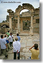 architectural ruins, ephesus, europe, hadrians, people, temples, turkeys, vertical, photograph