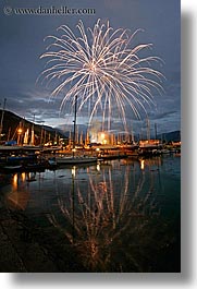 dusk, europe, finike, fireworks, harbor, long exposure, turkeys, vertical, photograph