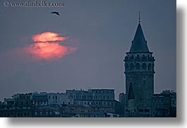 cityscapes, europe, galata, horizontal, istanbul, sunsets, towers, turkeys, photograph
