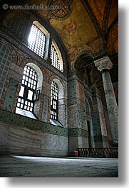 europe, hagia sophia church, istanbul, lights, turkeys, vertical, windows, photograph